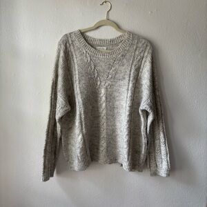 Lucky Brand Gray Crew Neck Sweater with Textured Knit